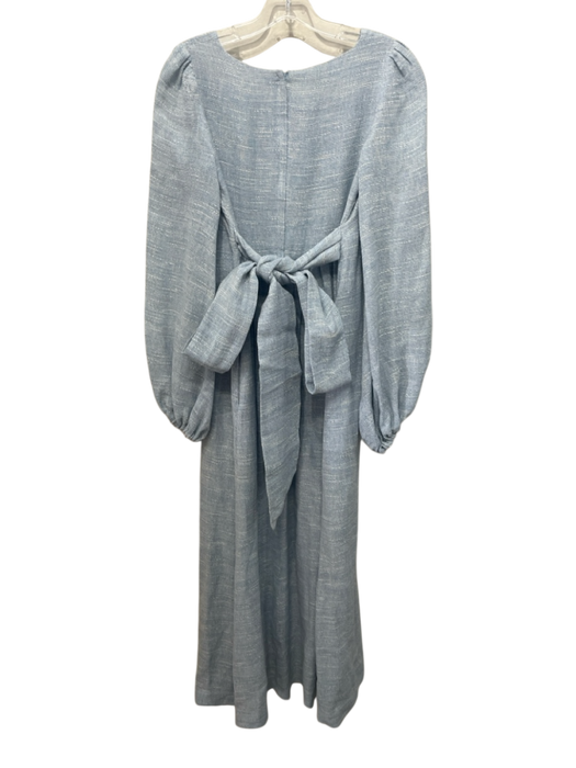 Lisa Marie Fernandez Size 0 Light Blue Linen Blend V Neck Back Zip Maxi Dress Light Blue / 0