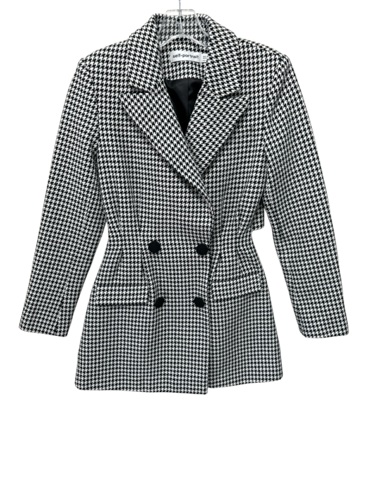 Self Portrait Size 2 Black & White Print Cotton Houndstooth Houndstooth Dress Black & White Print / 2