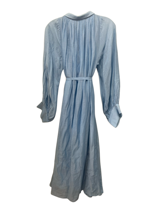 Anaak Size 0 Cornflower Blue Cotton & Silk Long Sleeve Button Collar Midi Dress Cornflower Blue / 0