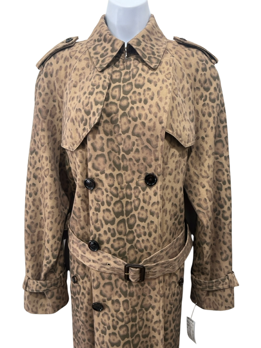 Celine Size XS / 38 Brown & Black Print Wool Blend Animal Print Trench Coat Brown & Black Print / XS / 38