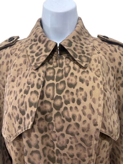 Celine Size XS / 38 Brown & Black Print Wool Blend Animal Print Trench Coat Brown & Black Print / XS / 38