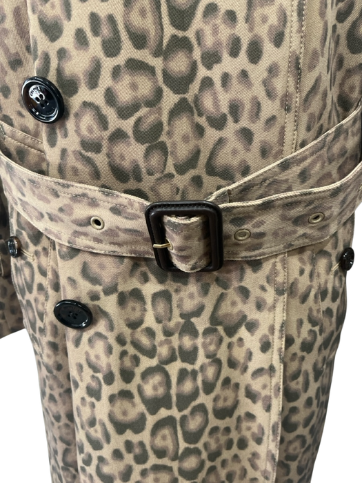 Celine Size XS / 38 Brown & Black Print Wool Blend Animal Print Trench Coat Brown & Black Print / XS / 38