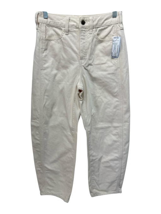 J Crew Size 23 Cream White Cotton Denim High Rise Barrell Leg Jeans Cream White / 23