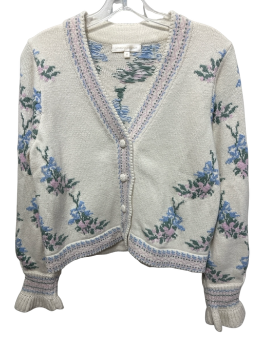 Loveshackfancy Size XS Cream, Green, Blue, Pink Nylon Blend Button Cardigan Cream, Green, Blue, Pink / XS