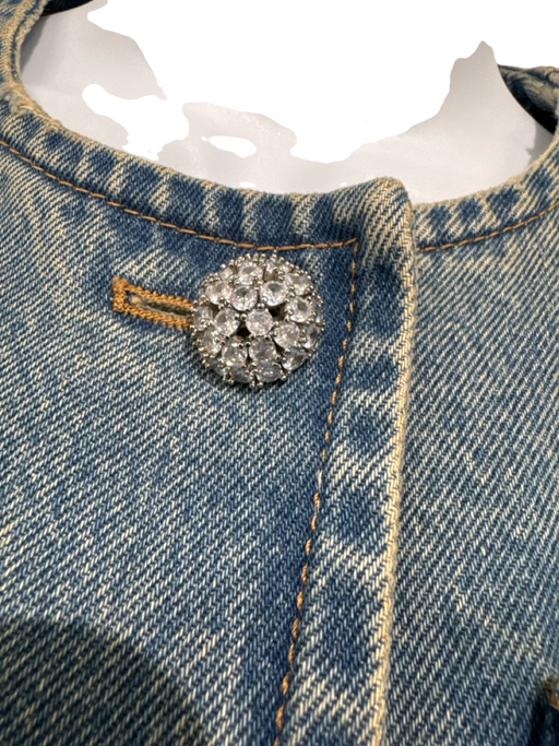 Prada Size XS / 36 Medium Wash Cotton Denim Jeweled Buttons Crop Jacket Medium Wash / XS / 36