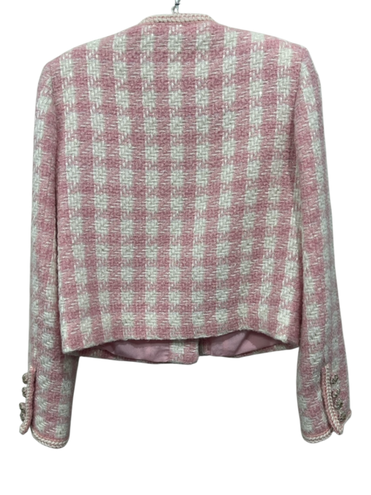 Self Portrait Size 2 Pink & White Print Polyester Blend Jeweled Buttons Jacket Pink & White Print / 2