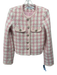 Self Portrait Size 2 Pink & White Print Polyester Blend Jeweled Buttons Jacket Pink & White Print / 2
