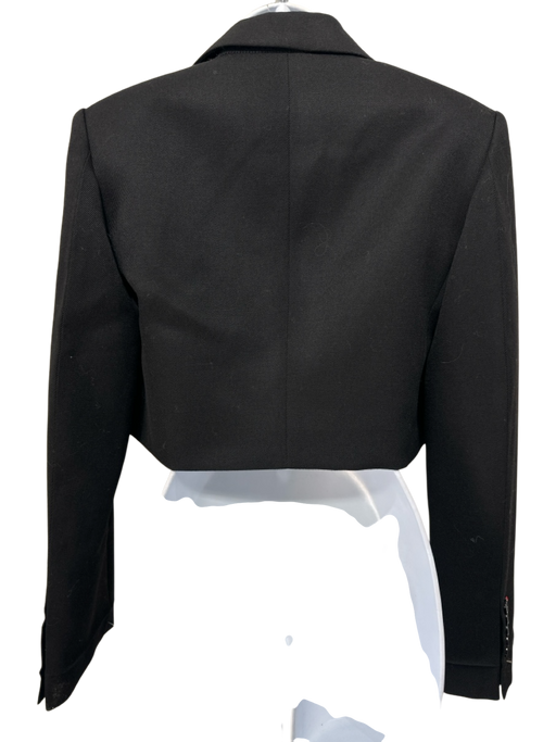 Victoria Beckham Size 2 Black Wool & Viscose Open Front Structured Blazer Jacket Black / 2