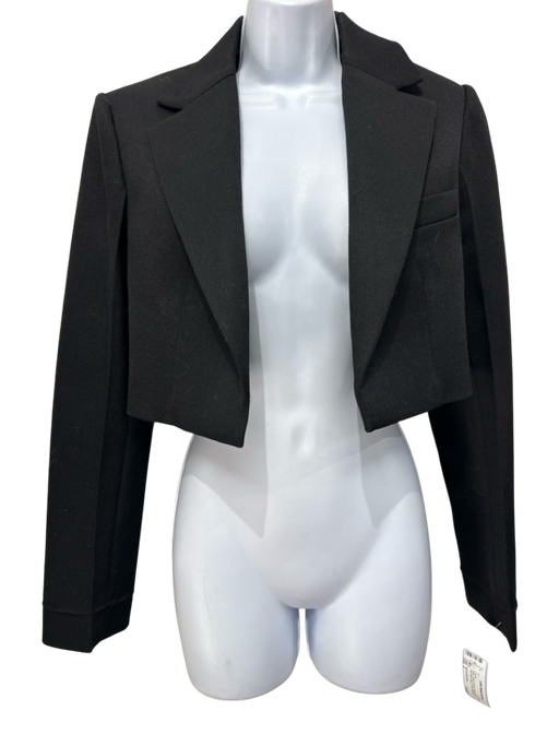 Victoria Beckham Size 2 Black Wool & Viscose Open Front Structured Blazer Jacket Black / 2