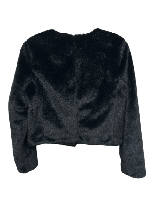 J Crew Size XS Black Polyester Faux Fur Hook & Eye Pockets Crop Jacket Black / XS
