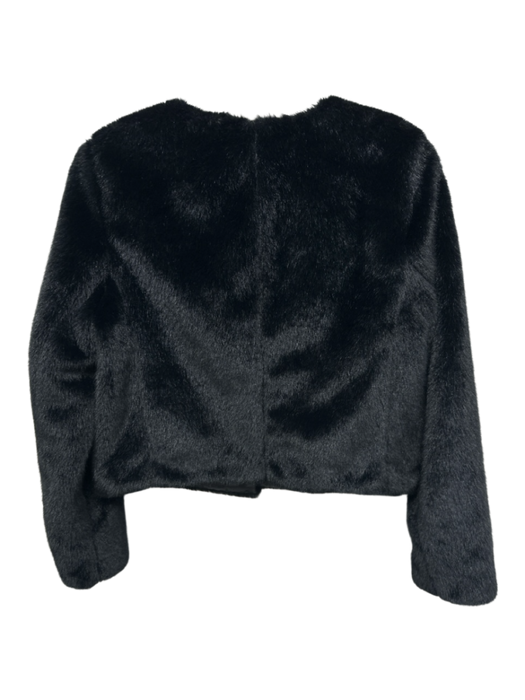 J Crew Size XS Black Polyester Faux Fur Hook & Eye Pockets Crop Jacket Black / XS