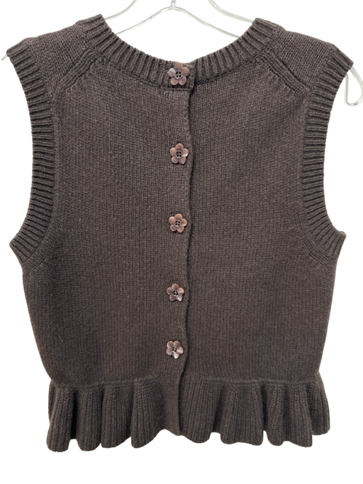 Cecilie Bahnsen Size S Chocolate Brown Cashmere Blend Ruffle Hem Button Back Top Chocolate Brown / S