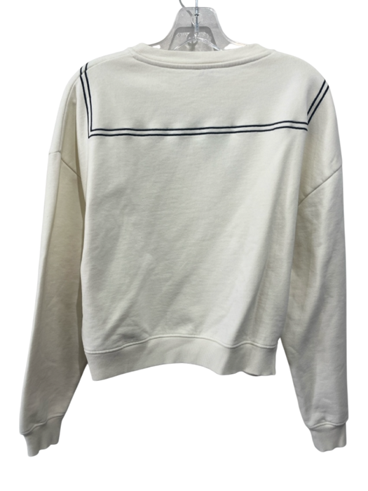 Kule Size XS White & Black Organic Cotton Ribbon Detail Crew Neck Sweater White & Black / XS