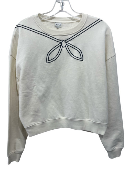 Kule Size XS White & Black Organic Cotton Ribbon Detail Crew Neck Sweater White & Black / XS