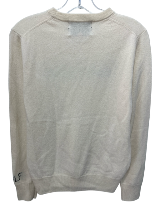 Lingua Franca Size XS Cream & Black Cashmere Embroidered Script Sweater Cream & Black / XS