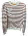 Le Lion Size S Blush Pink & White Cotton Horizontal Stripes Crew Neck Sweater Blush Pink & White / S
