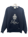 Frame Size XS Navy Blue & White Cotton Embroidered Crew Neck Long Sleeve Sweater Navy Blue & White / XS