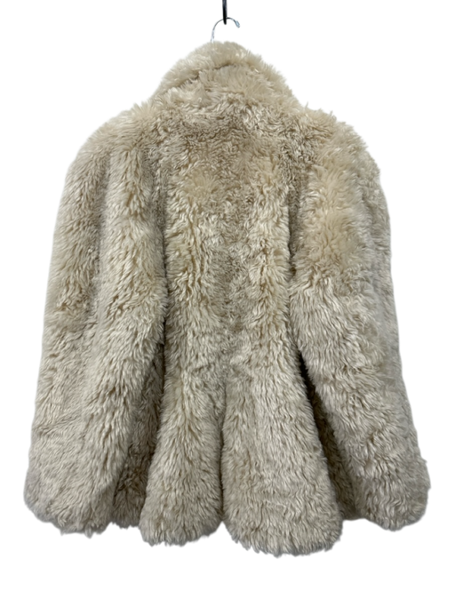Ducie Size XS Beige Polyester Faux Fur Lapel Shag Hook & Eye Jacket Beige / XS