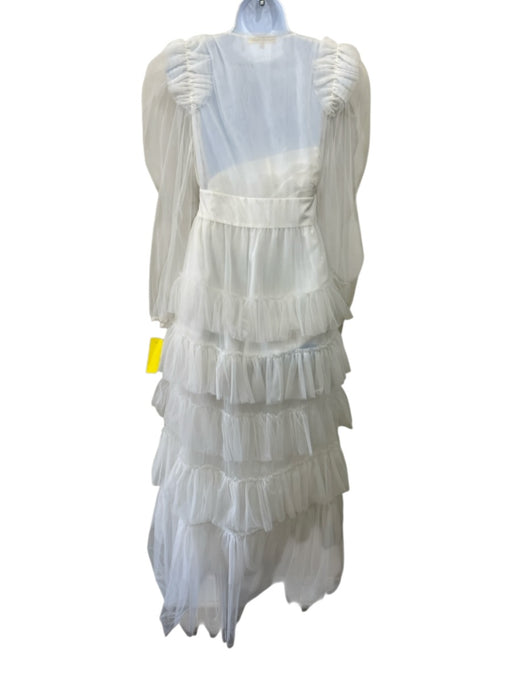 Loveshackfancy Size 0 White Rayon V Neck Tiered Skirt Long Sleeve Maxi Gown White / 0