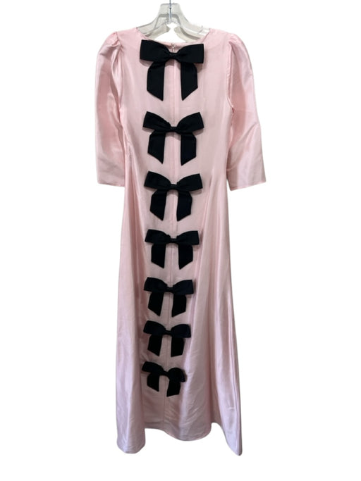 Olivia Rubin Size 0 Pink & Black Silk 3/4 Sleeve Bow back Maxi Gown Pink & Black / 0