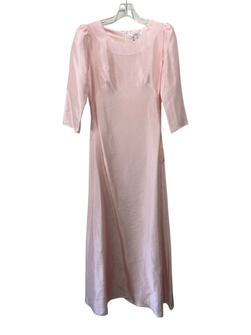 Olivia Rubin Size 0 Pink & Black Silk 3/4 Sleeve Bow back Maxi Gown Pink & Black / 0
