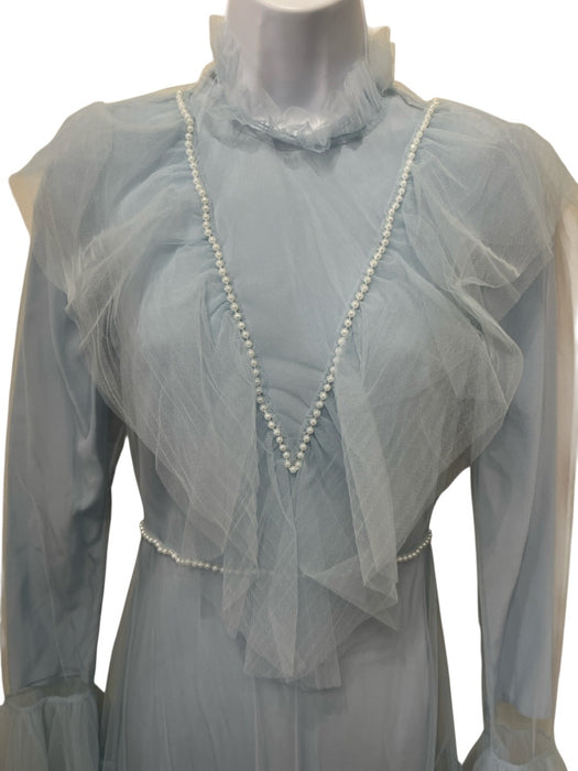 Damaris Bailey Size XS Light Blue Tulle Tiered Long Sleeve Ruffle Gown Light Blue / XS