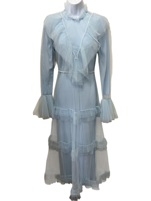 Damaris Bailey Size XS Light Blue Tulle Tiered Long Sleeve Ruffle Gown Light Blue / XS