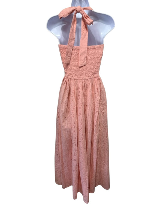 La Maregold Size XS Light Pink Cotton Eyelet Tie Shoulder Smocked Back Dress Light Pink / XS