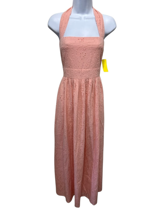 La Maregold Size XS Light Pink Cotton Eyelet Tie Shoulder Smocked Back Dress Light Pink / XS