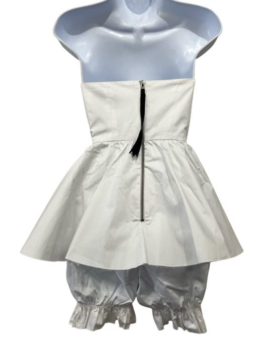 Contessa Mills Size XXS White Cotton Peplum Back Zip Strapless Bloomers Dress White / XXS