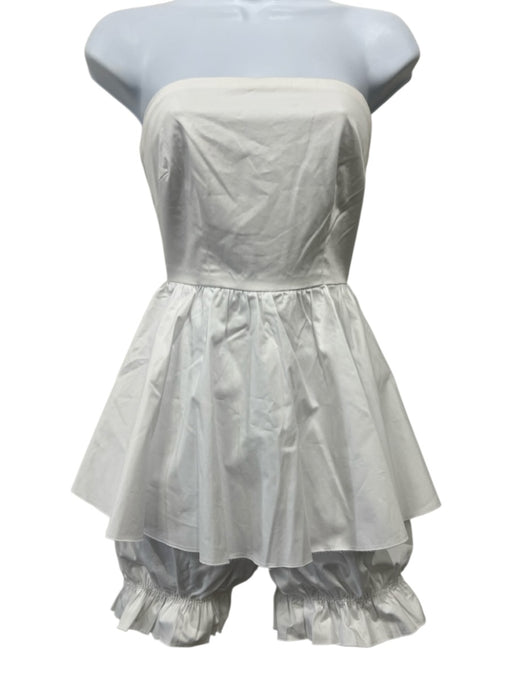 Contessa Mills Size XXS White Cotton Peplum Back Zip Strapless Bloomers Dress White / XXS