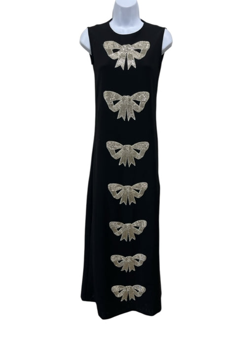 Mestiza New York Size XS Black & champagne Acetate Blend Beaded Bows Gown Black & champagne / XS