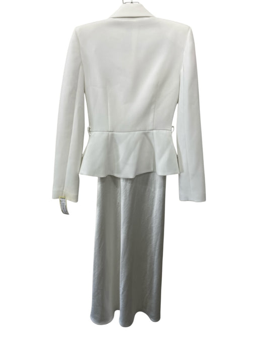 Self Portrait Size 0 White Polyester Blazer Satin Skirt Maxi Skirt Skirt Set White / 0
