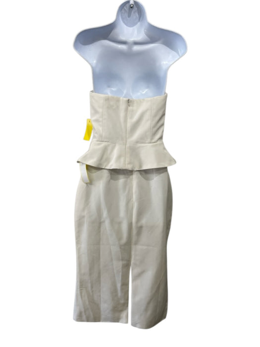Damaris Bailey Size XS Ivory White Polyester Flower Application Peplum Skirt Set Ivory White / XS
