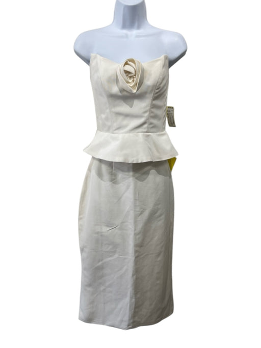 Damaris Bailey Size XS Ivory White Polyester Flower Application Peplum Skirt Set Ivory White / XS