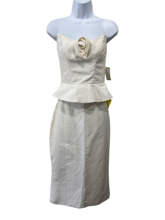 Damaris Bailey Size XS Ivory White Polyester Flower Application Peplum Skirt Set Ivory White / XS