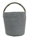 J. Lowery Slate Blue Embossed Leather Suede Interior Round Handle Bucket Bag Slate Blue / M