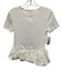 Zara Size S White Cotton Ribbed Bubble Hem Drop Waist T Shirt Top White / S
