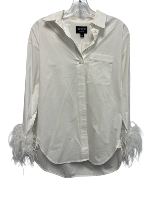 J Crew Collection Size 2 White Cotton Feathers Front Pocket Button Top White / 2