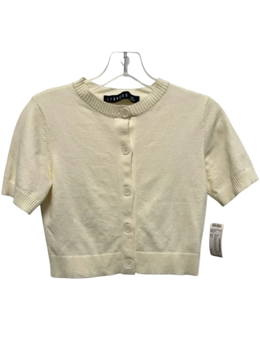 Lioness Size XS Ivory White Viscose Blend Knit Short Sleeve Button Front Top Ivory White / XS