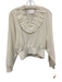 Molli Size XS White Cotton Blend Open Knit V Neck Ruffle Trim Crop Sweater White / XS