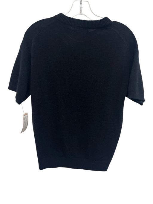 Nordstrom Size XXS Black Cashmere Short Sleeve Crew Neck Top Black / XXS