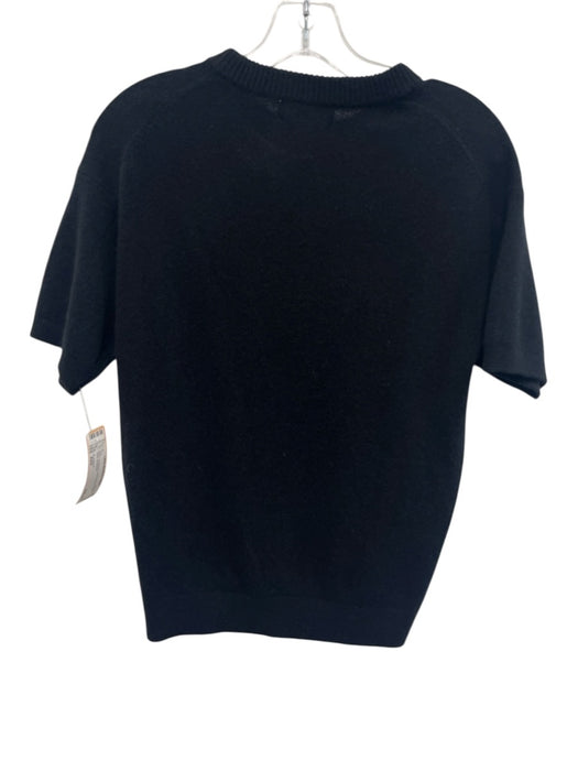 Nordstrom Size XXS Black Cashmere Short Sleeve Crew Neck Top Black / XXS