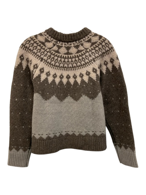 Sea New York Size XS Taupe & Gray Extrafine Merino Wool Sheep Fair Isle Sweater Taupe & Gray / XS
