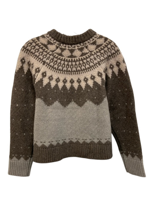 Sea New York Size XS Taupe & Gray Extrafine Merino Wool Sheep Fair Isle Sweater Taupe & Gray / XS