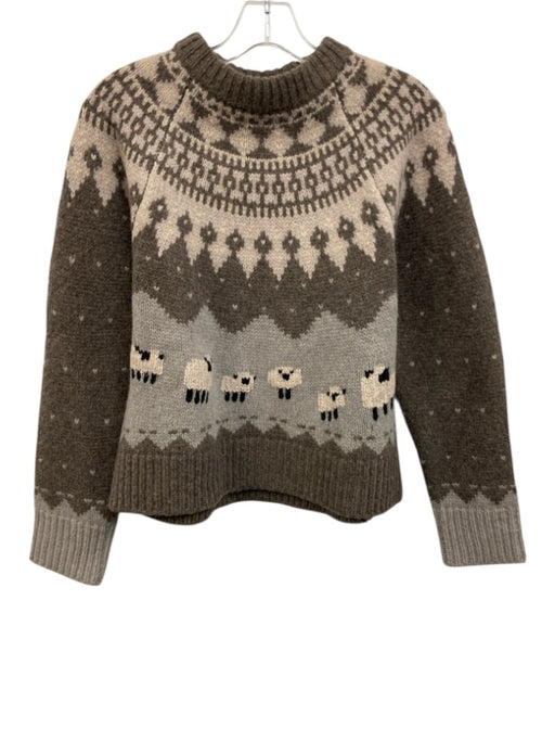 Sea New York Size XS Taupe & Gray Extrafine Merino Wool Sheep Fair Isle Sweater Taupe & Gray / XS