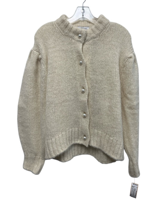 & Other Stories Size S Ivory White Wool & Alpaca Puff Shoulder Cardigan Sweater Ivory White / S