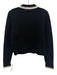 Sezane Size XS Black & Ivory Merino Wool whipstitch trim Collar Sweater Black & Ivory / XS