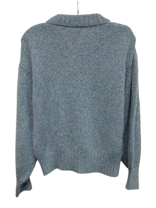 Le Lion Size S Blue Print Polyamide & Alpaca Metallic Shimmer Round Neck Sweater Blue Print / S