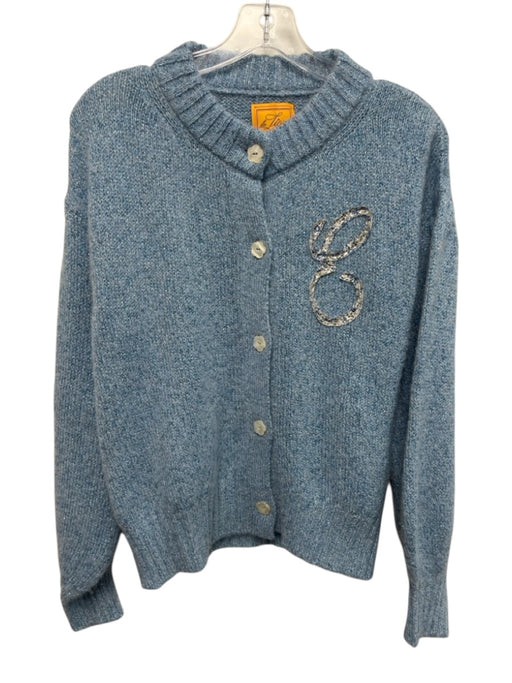 Le Lion Size S Blue Print Polyamide & Alpaca Metallic Shimmer Round Neck Sweater Blue Print / S